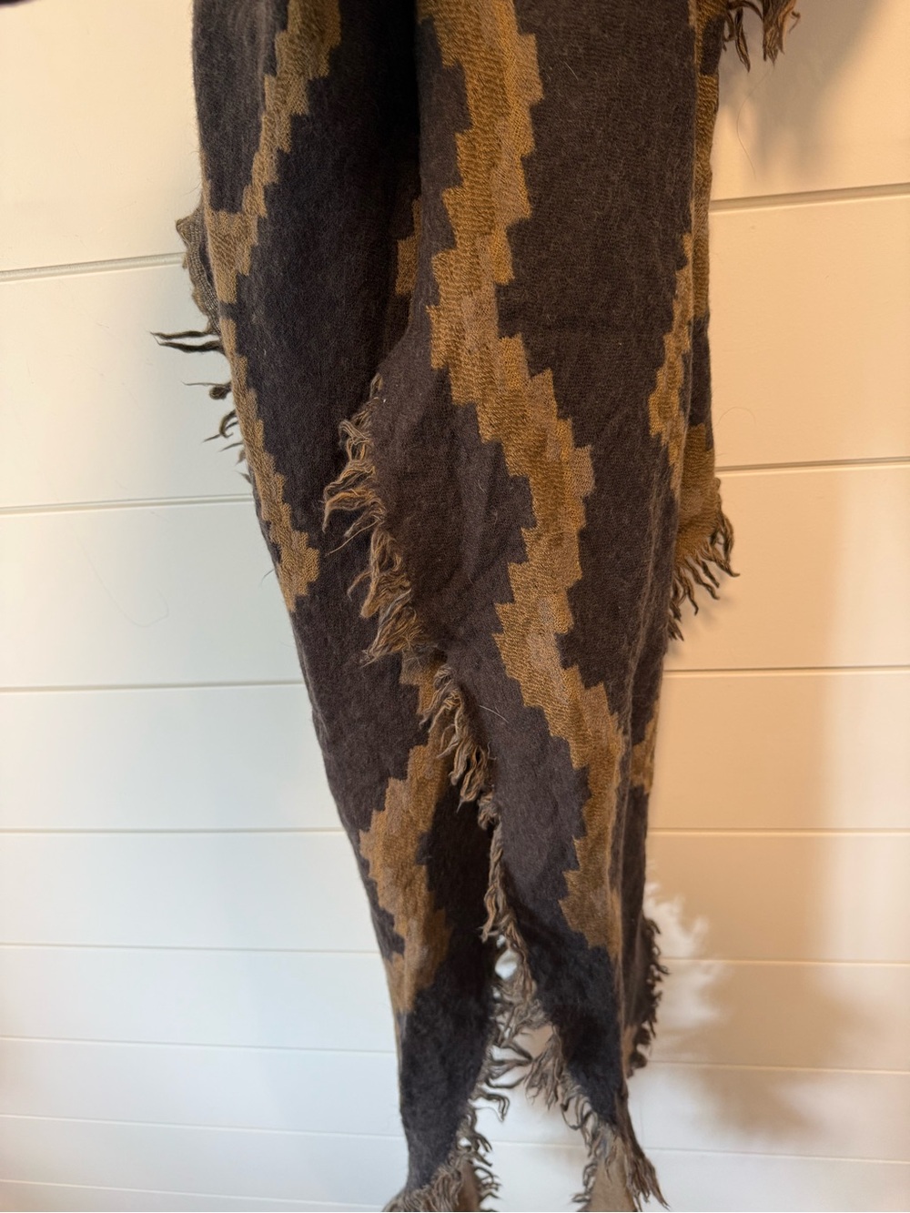 Wilfred Brown Patterned Wool Scarf Wrap